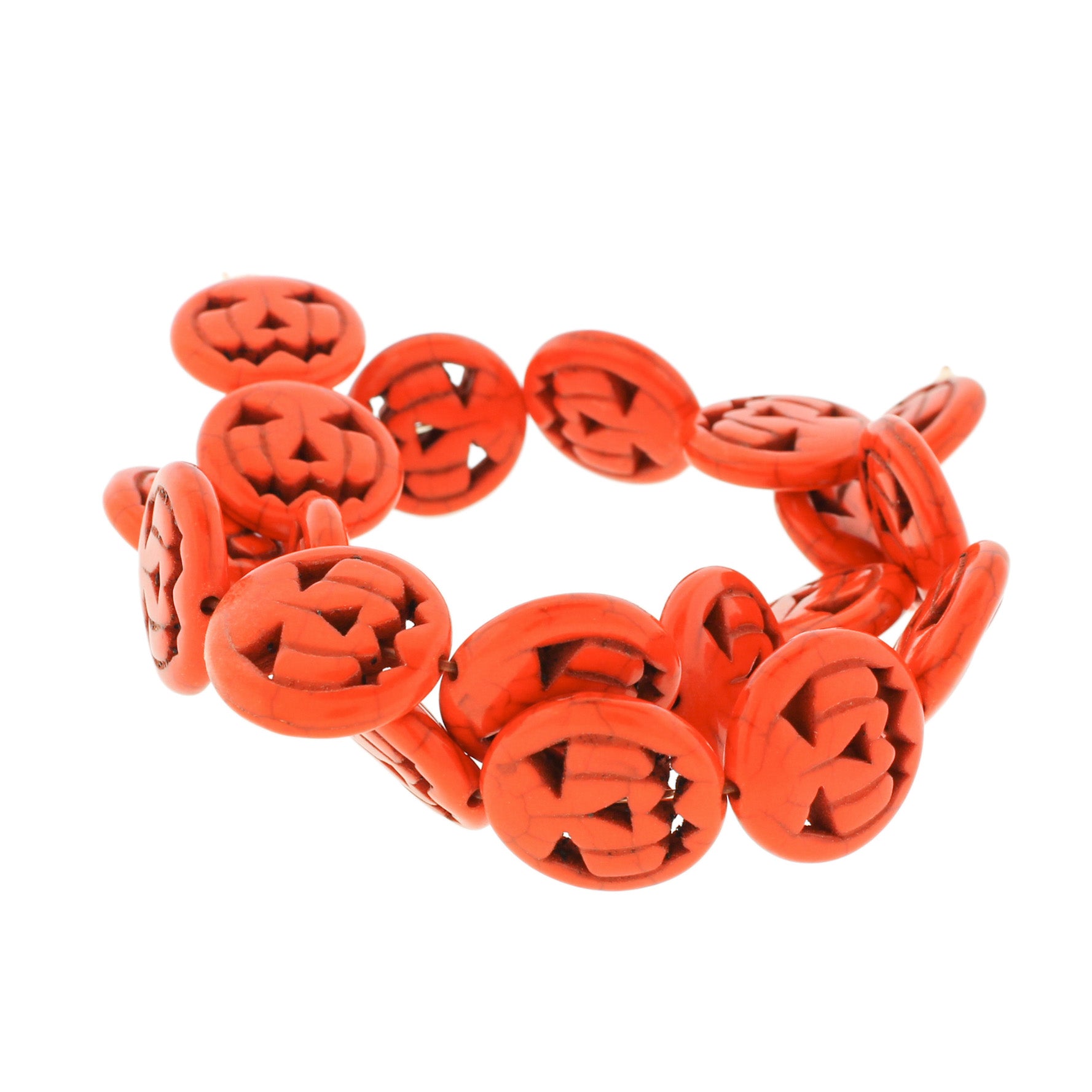 Pumpkin Synthetic Turquoise Beads 20mm x 5mm - Orange - 1 Strand 21 Beads - BD2021