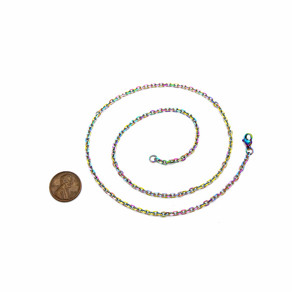 Collier de chaîne de câble en acier inoxydable galvanisé arc-en-ciel 20 "- 3mm - 1 collier - N161