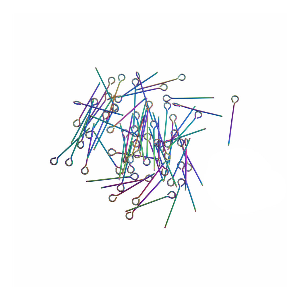 Rainbow Electroplated Stainless Steel Eye Pins - 20mm - 50 Pieces - PIN036