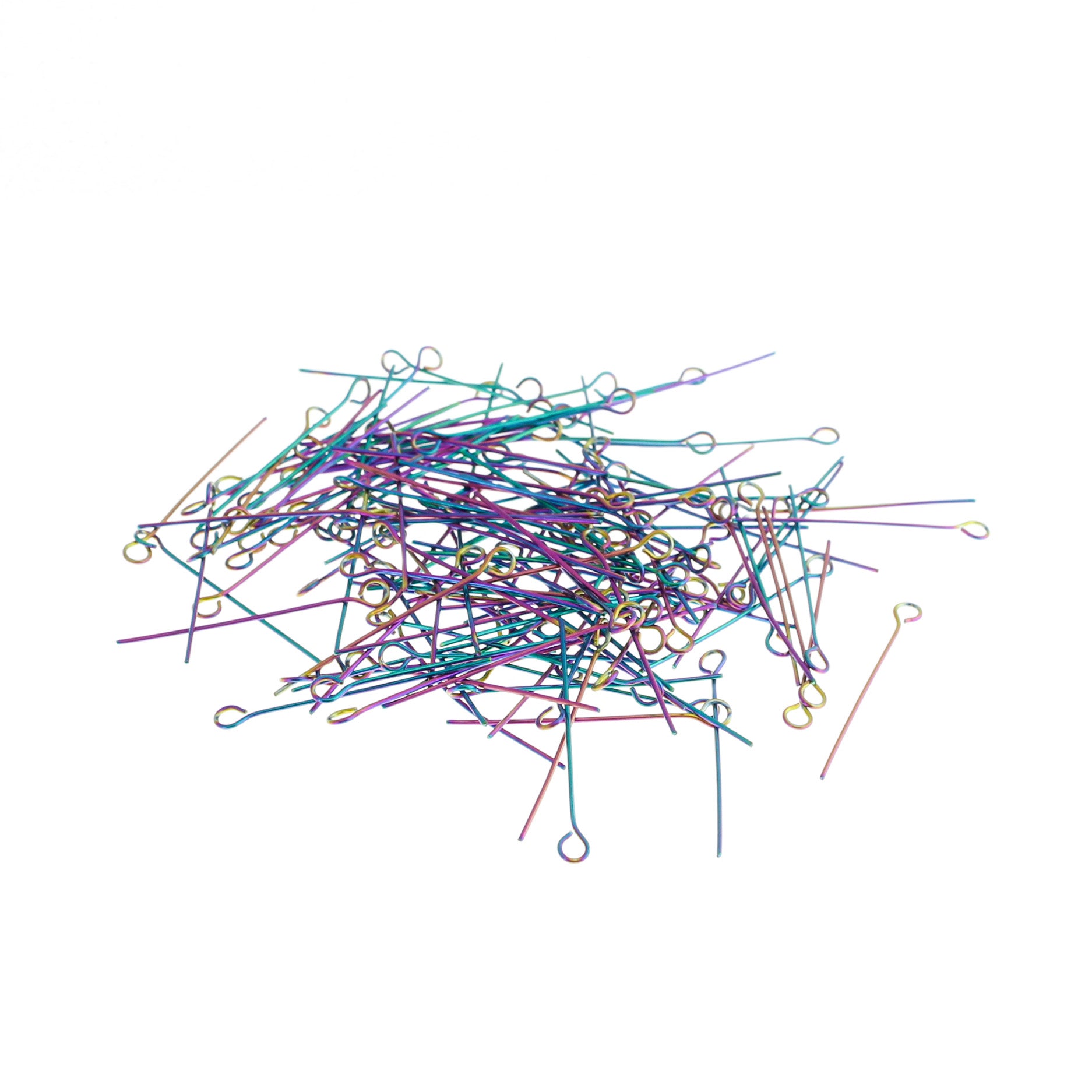 Rainbow Electroplated Stainless Steel Eye Pins - 30mm - 10 Pieces - PIN027