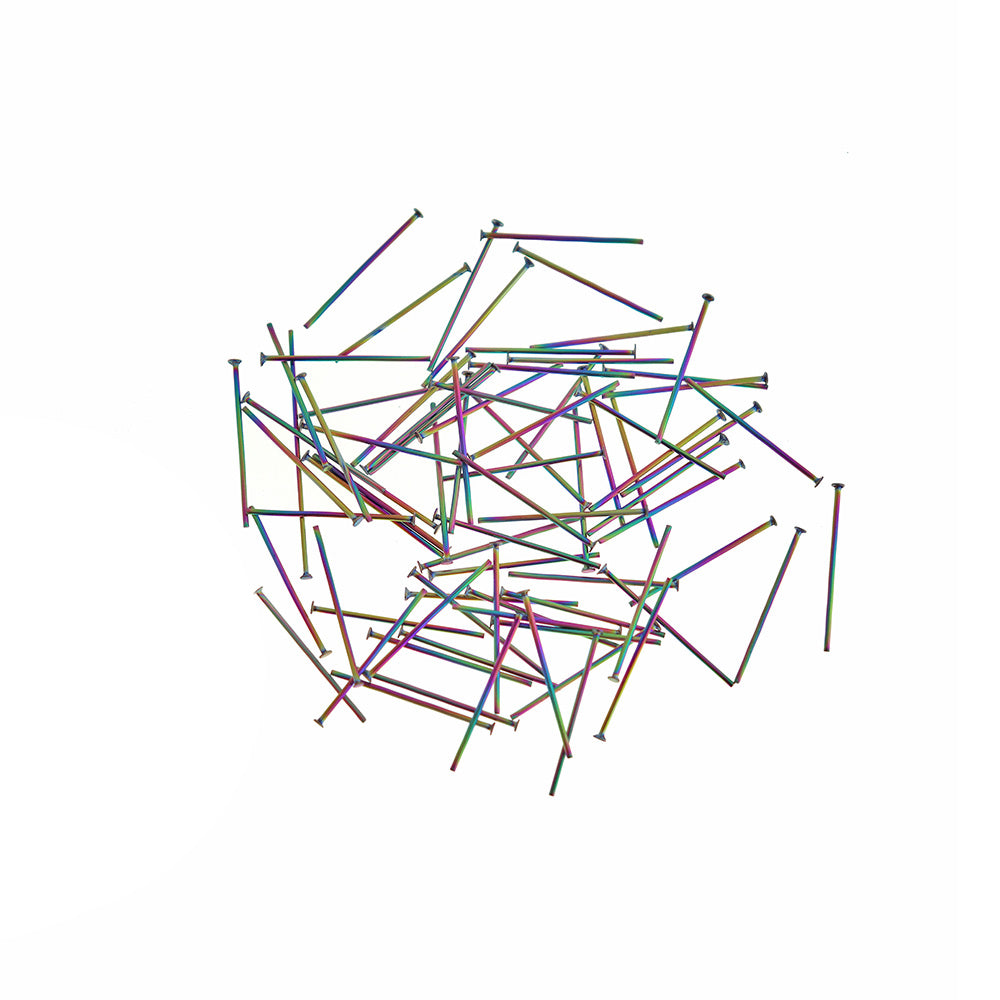 Rainbow Electroplated Stainless Steel Flat Head Pins - 20mm - 50 Pieces - PIN023