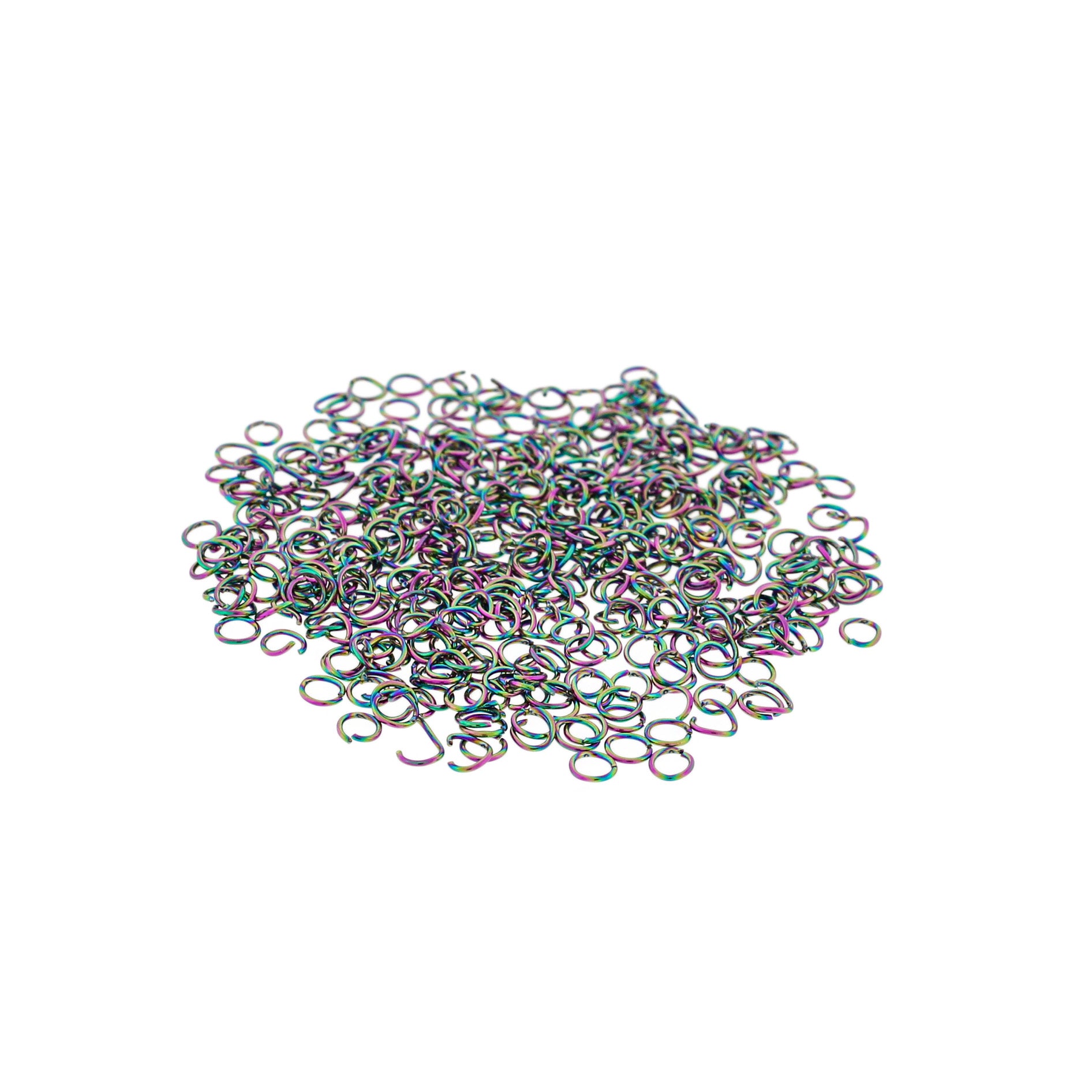 Anneaux de jonction en acier inoxydable galvanisé arc-en-ciel 3,5 mm x 0,5 mm - Calibre 24 ouvert - 50 anneaux - SS113