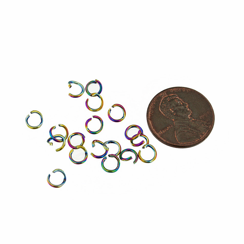 Rainbow Electroplated Stainless Steel Jump Rings 5mm x 0.8mm - Open 20 Gauge - 25 Rings - SS032