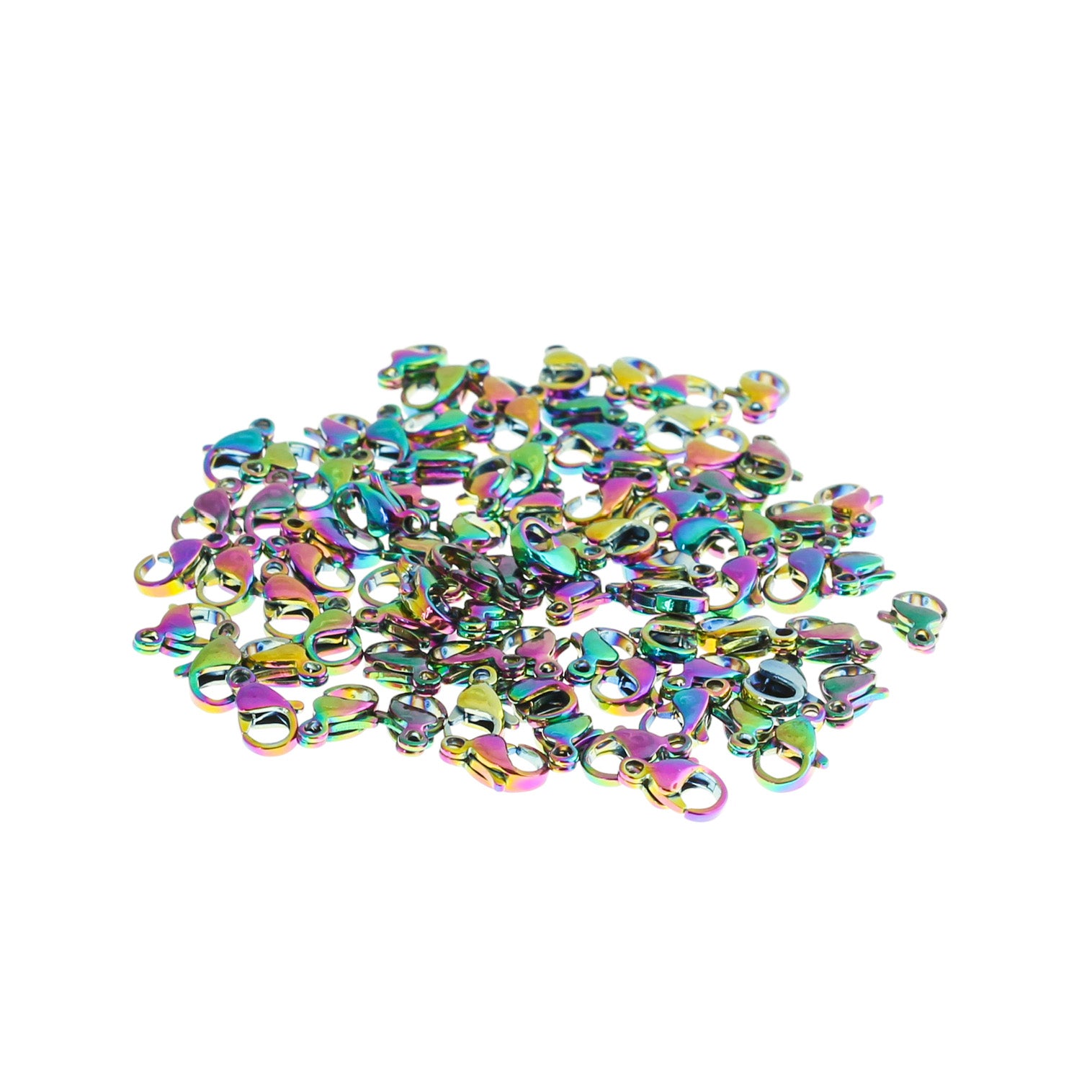 Rainbow Electroplated Stainless Steel Lobster Clasps 9mm x 6mm - 20 Clasps - FF216