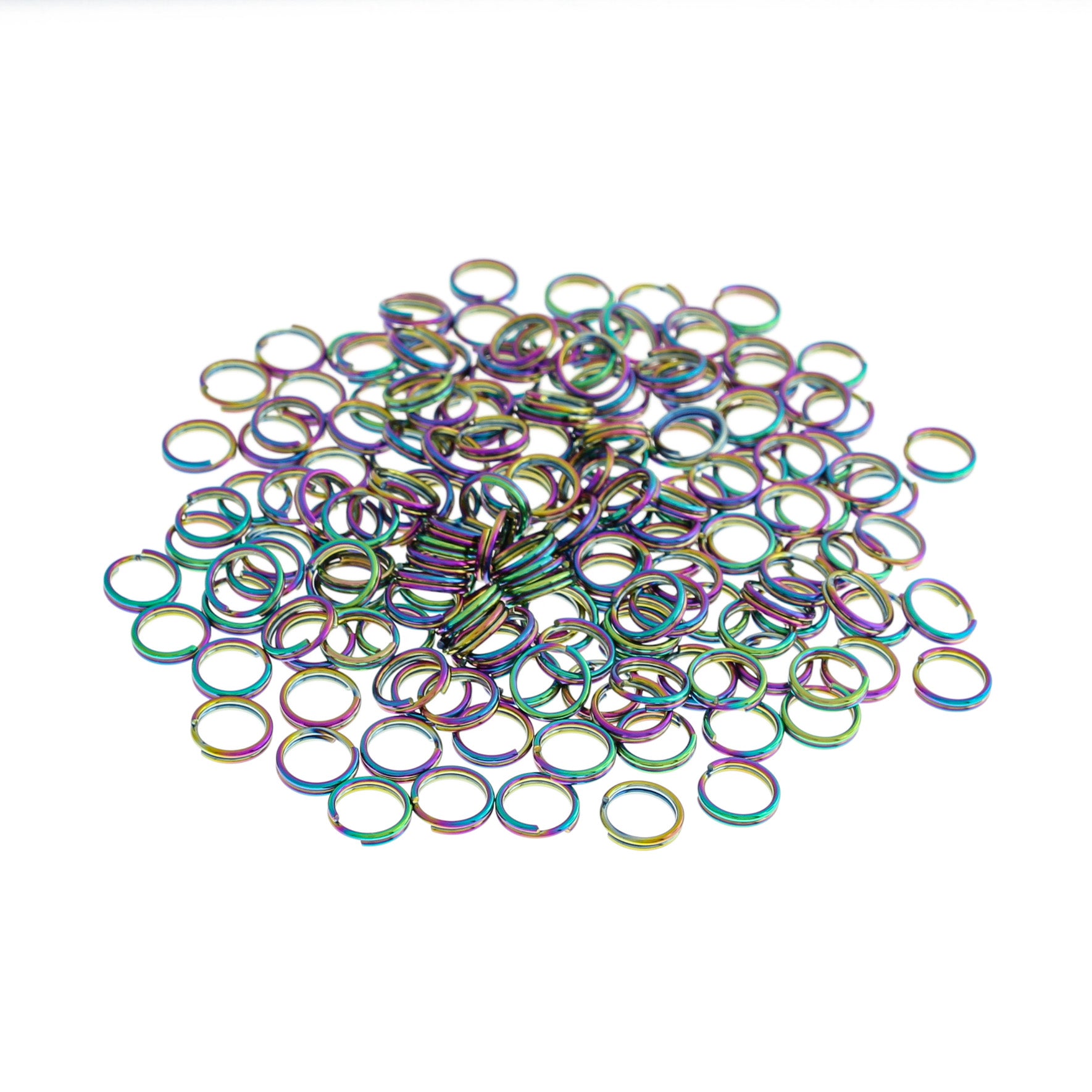 Rainbow Electroplated Stainless Steel Split Rings - 7mm - 10 Pieces - SS022