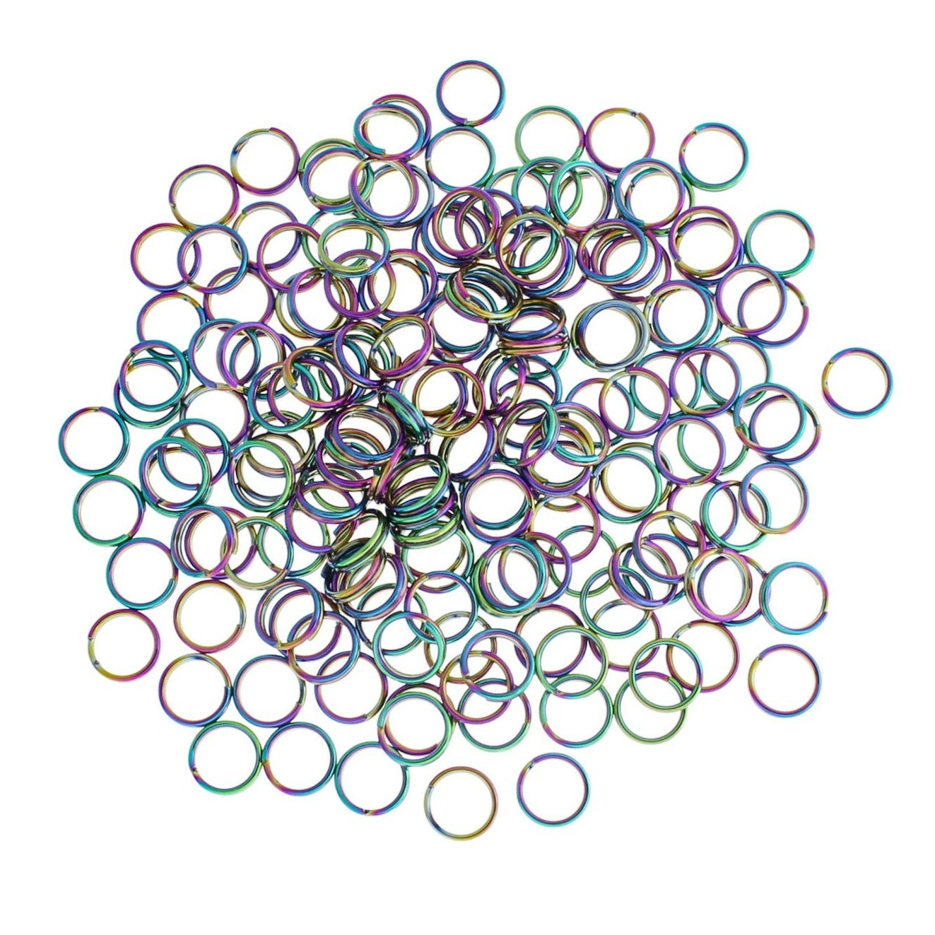 Anneaux fendus en acier inoxydable galvanisé arc-en-ciel - 7 mm - 10 pièces - SS022