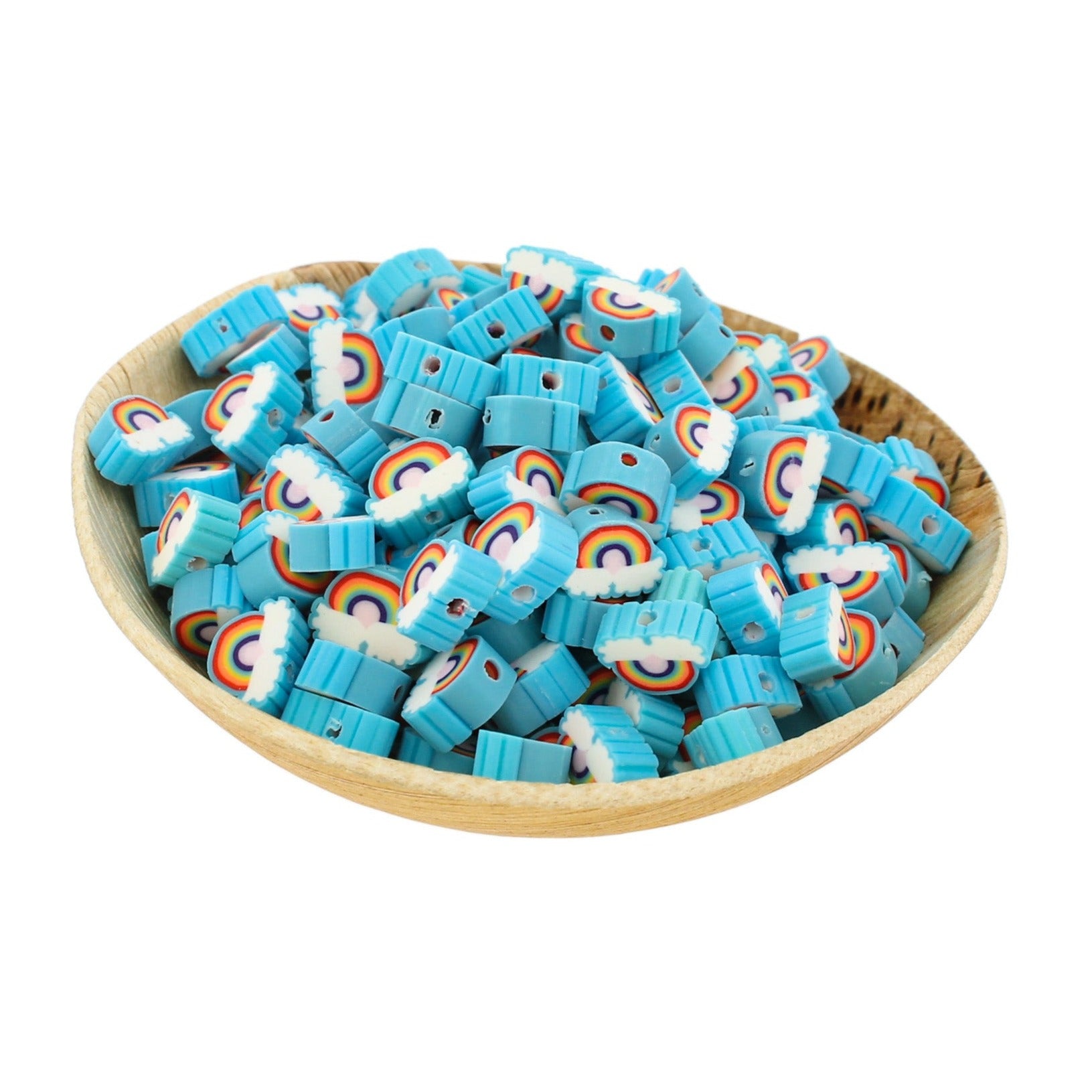 Perles en pâte polymère arc-en-ciel 10 mm x 4 mm - 25 perles - BD158