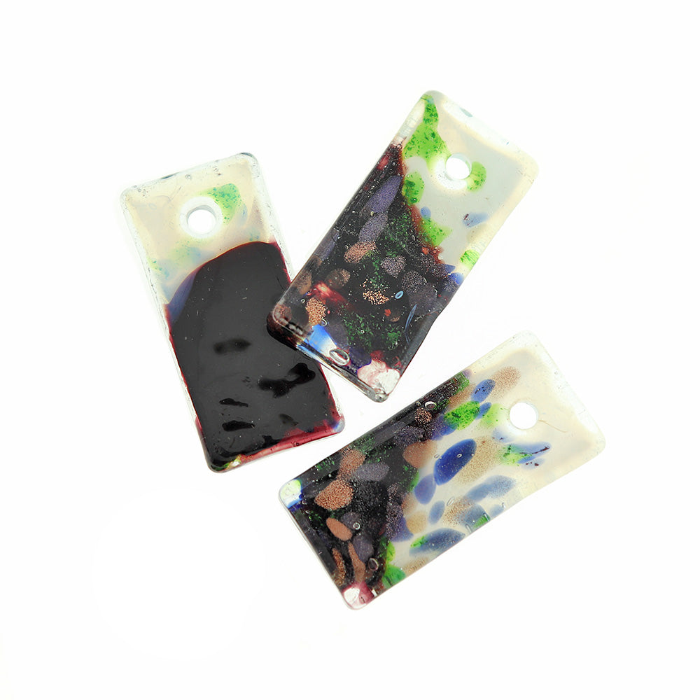 Pendentif en verre rectangle arc-en-ciel 2 côtés - Z1678