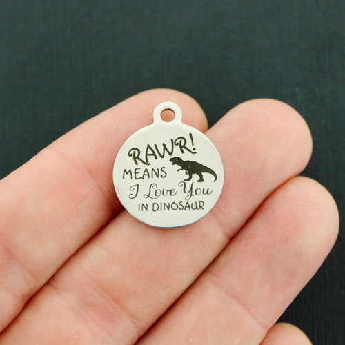 Rawr! Stainless Steel Charms - Means I love you in dinosaur - BFS001-4430