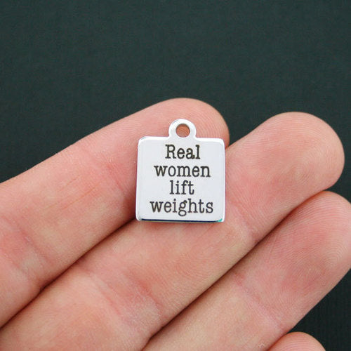 Real Women Stainless Steel Charms - Lift Weights - BFS013-0340