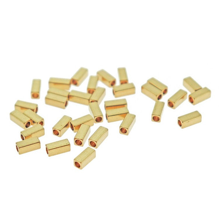 Perles métalliques entretoises rectangulaires en laiton 7 mm - ton or - 50 perles - GC730