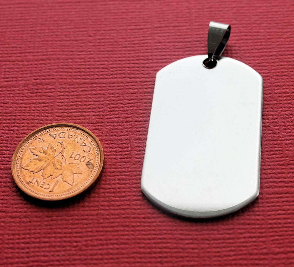 Rectangular Dog Tag Stamping Blanks - Stainless Steel - 25mm x 44mm - 5 Tags - MT091A
