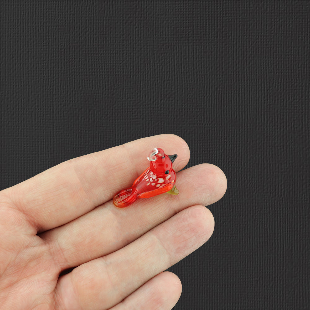 Red Cardinal Bird Lampwork Glass Charm - Z1407