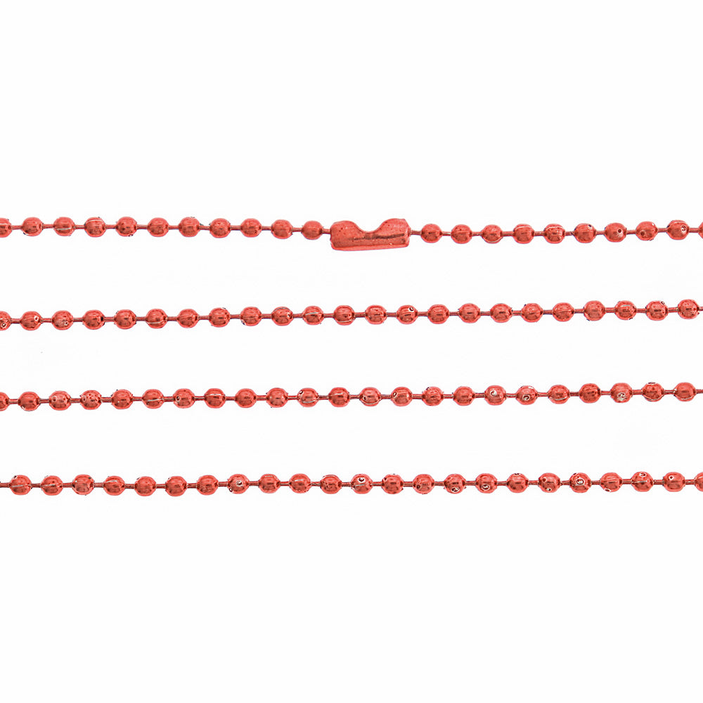 Red Tone Ball Chain Necklace 27" - 2mm - 2 Necklaces - C03