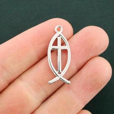 Poisson Religieux Ton Argent Charm 2 Faces - SC6572