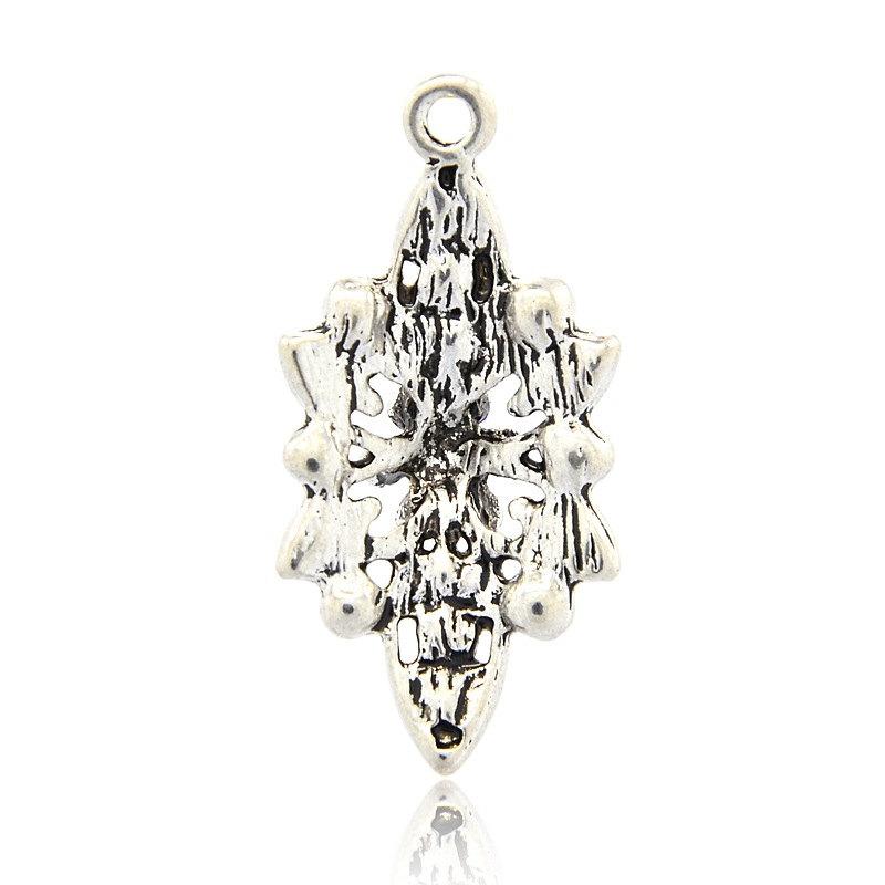 Rhinestone Antique Silver Tone Charm With Inset Rhinestones - SC2052