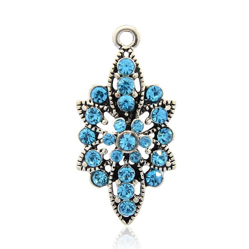 Rhinestone Antique Silver Tone Charm With Inset Rhinestones - SC2052