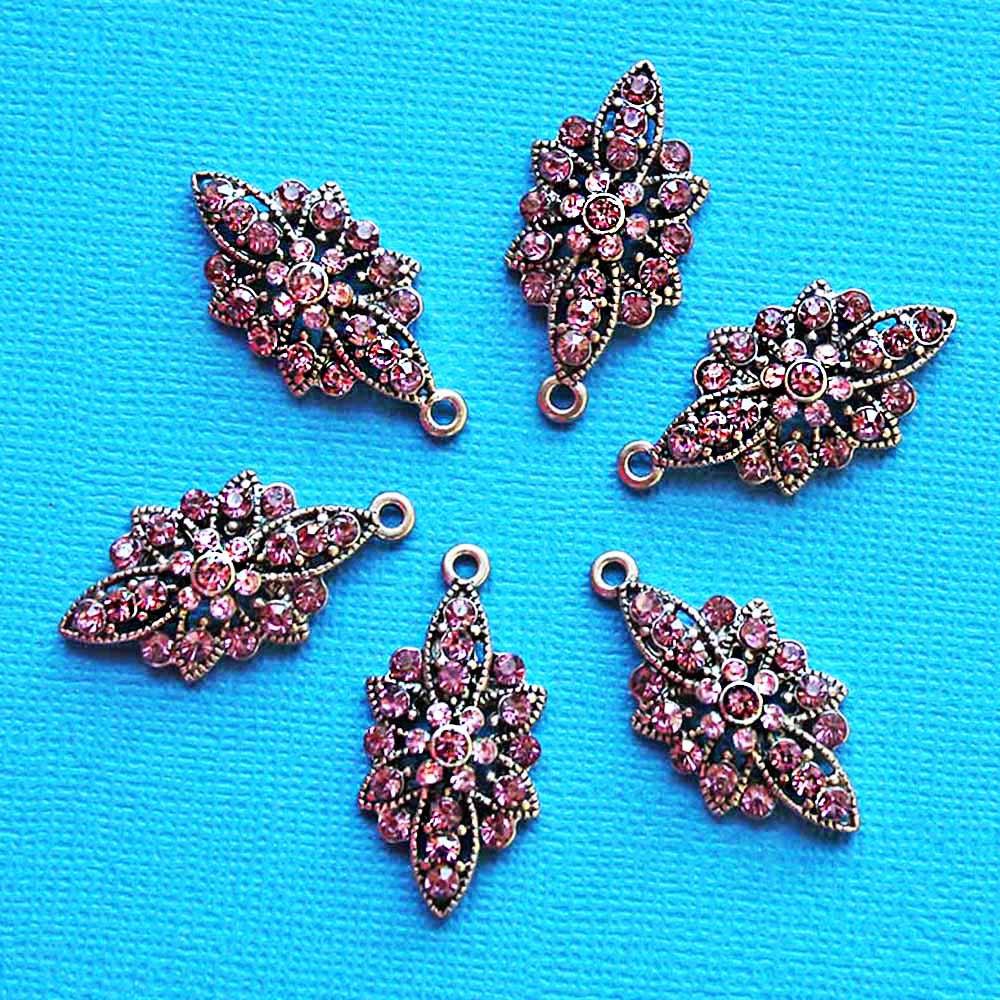 Charme de ton argent antique strass avec strass incrustés - SC2126