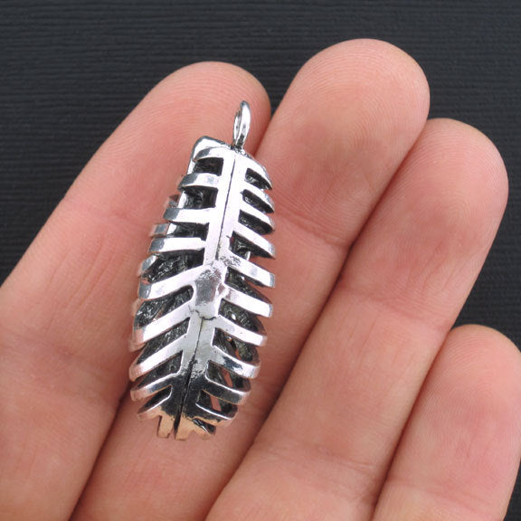 Ribcage Bones Antique Silver Tone Charm 3D - SC3392