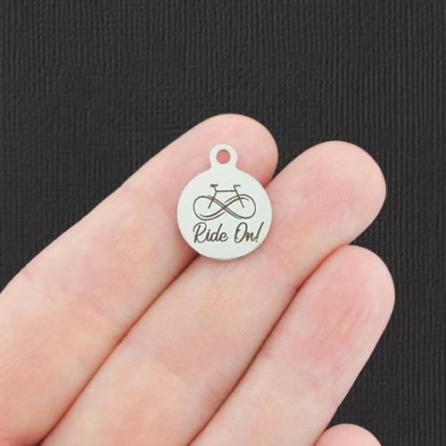 Ride On Stainless Steel Small Round Charms - BFS002-5146