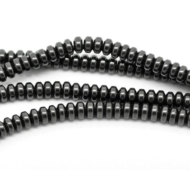 Rondelle Hematite Gemstone Beads 4mm - Black - 1 Strand 150 Beads - BD449