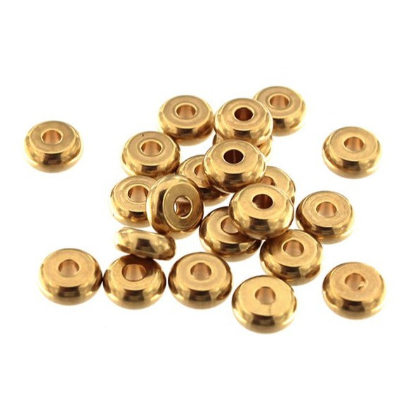 Perles d'espacement en acier inoxydable Rondelle 6 mm x 2,5 mm - ton or - 4 perles - FD783