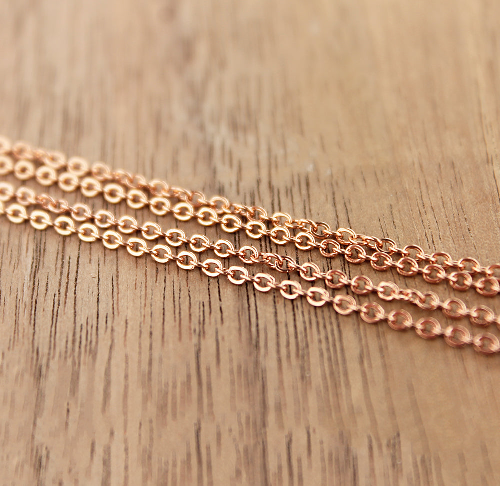 Chaîne câble en acier inoxydable or rose 18" - 1,5 mm - 10 colliers - N533