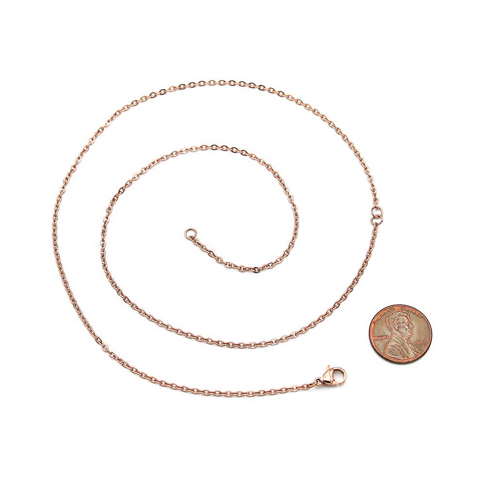 Collier Chaîne Câble Acier Inoxydable Or Rose 22" - 1.5mm - 1 Collier - N696