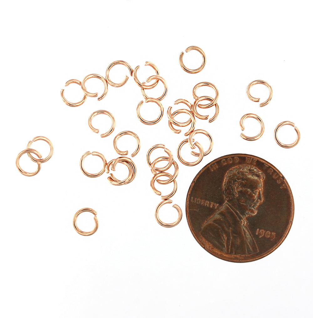 Rose Gold Stainless Steel Jump Rings 5mm x 0.8mm - Open 20 Gauge - 50 Rings - SS058