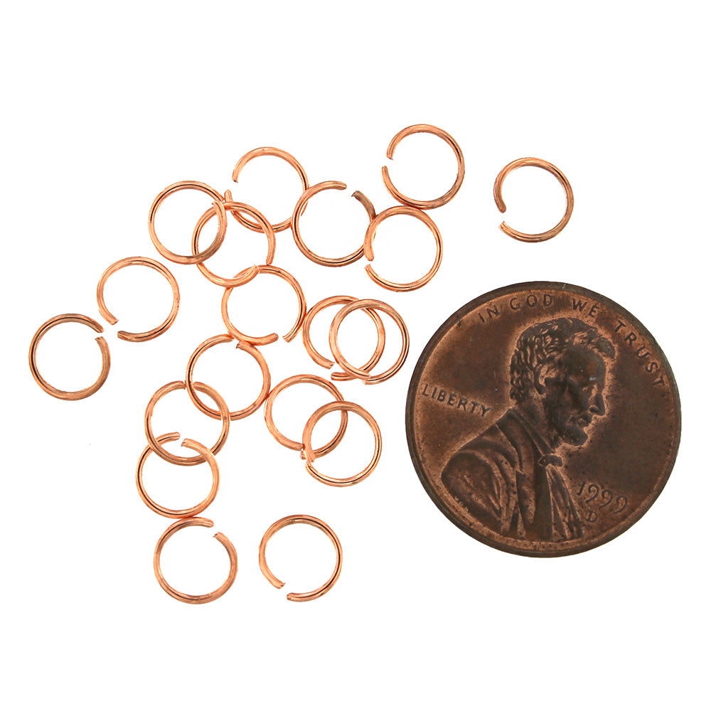 Anneaux de jonction en acier inoxydable or rose 6 mm x 0,7 mm - Calibre 21 ouvert - 100 anneaux - SS062