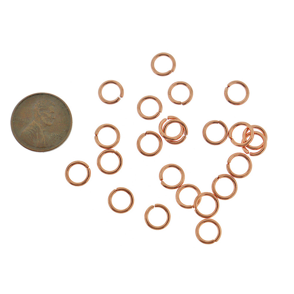 Rose Gold Stainless Steel Jump Rings 8mm - Open 16 Gauge - 20 Rings - SS095