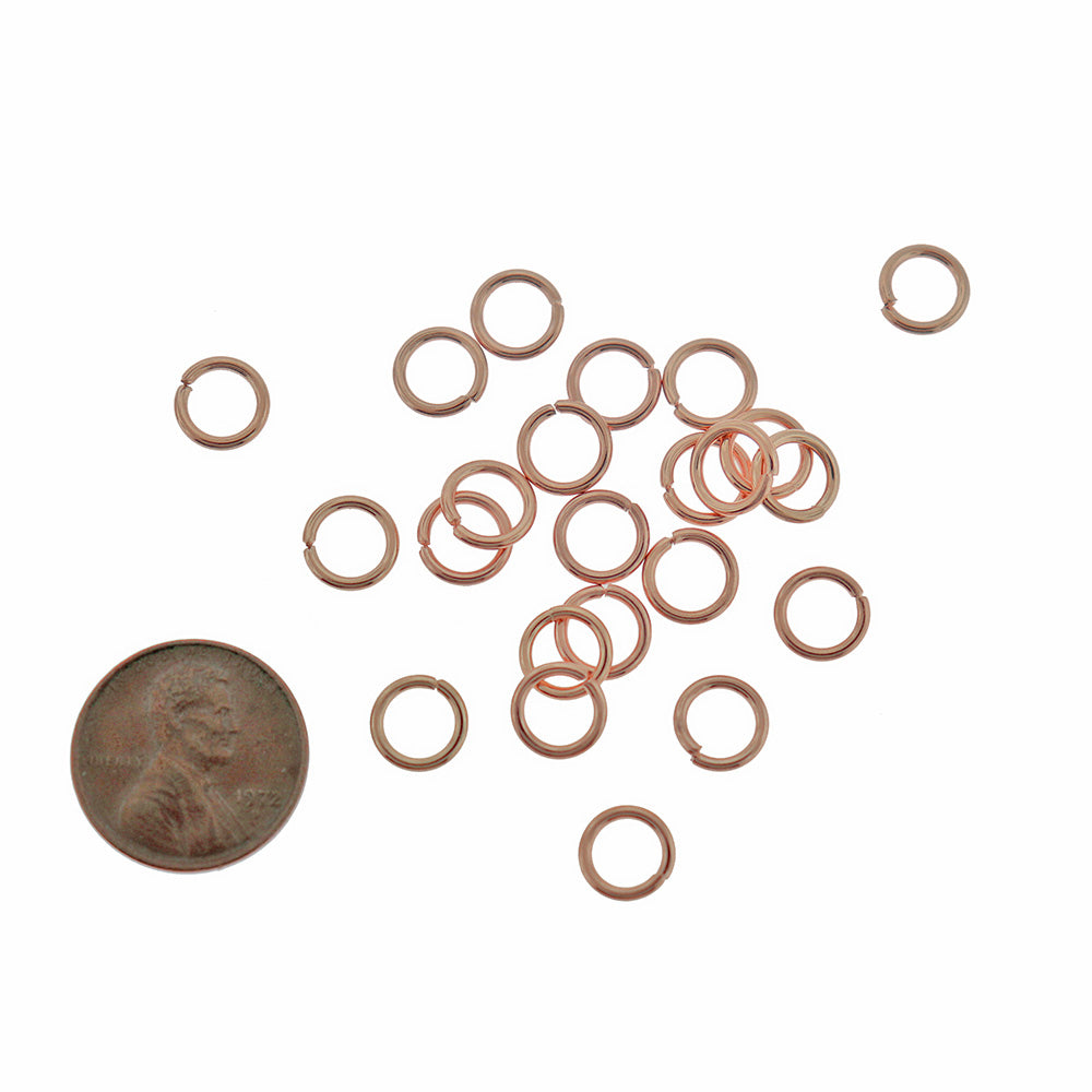 Rose Gold Stainless Steel Jump Rings 8mm x 1.2mm - Open 16 Gauge - 20 Rings - SS080