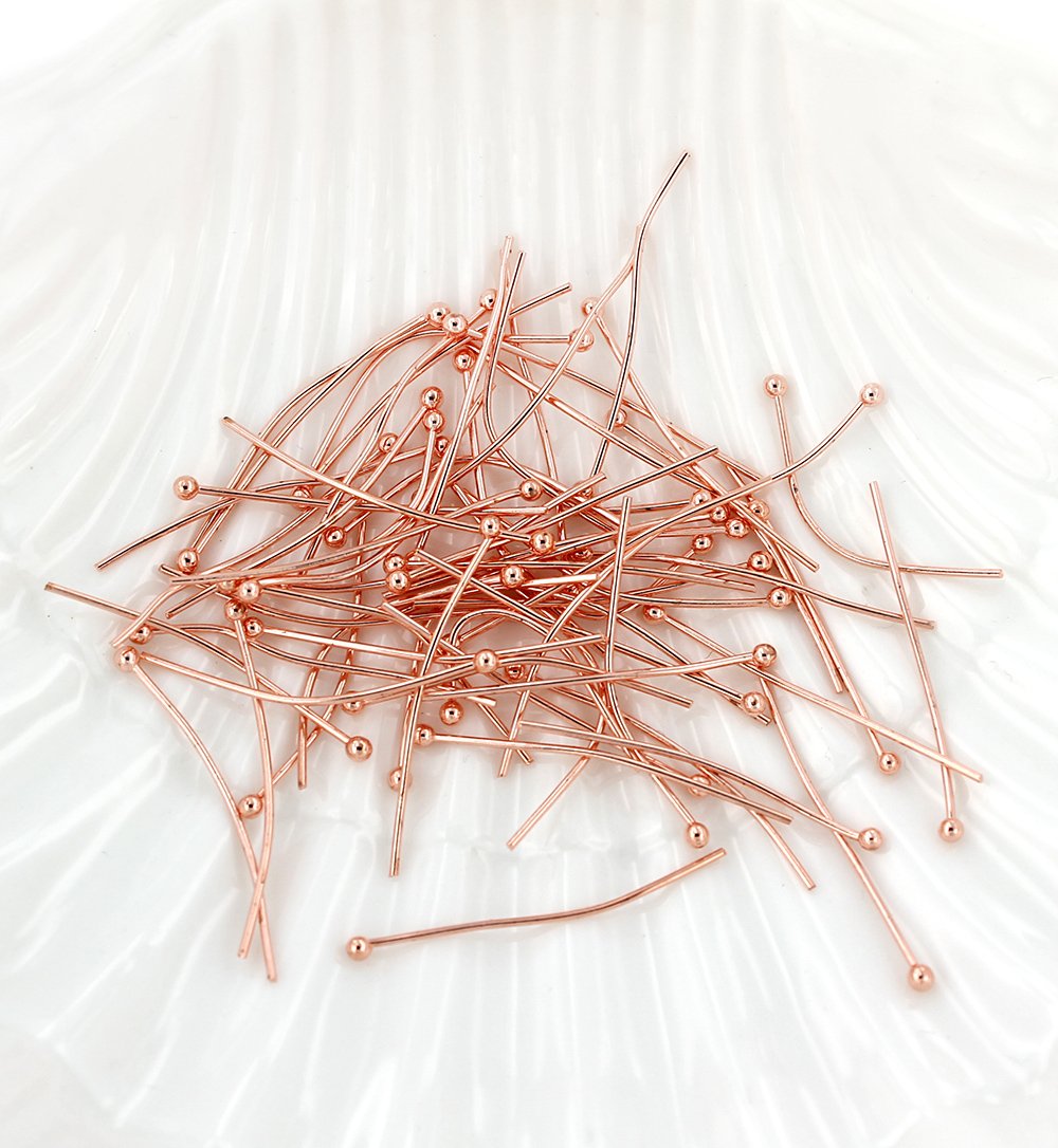 Épingles à tête sphérique couleur or rose - 30 mm - 300 pièces - PIN043