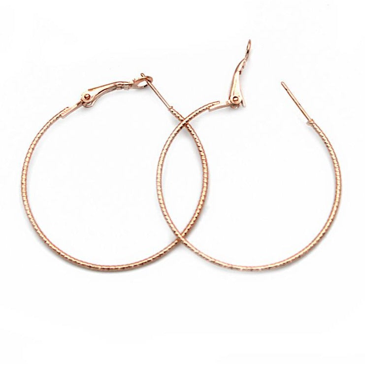 Rose Gold Tone Earrings - Twisted Hoop - 45.5mm x 40mm - 2 Pieces 1 Pair - Z1569