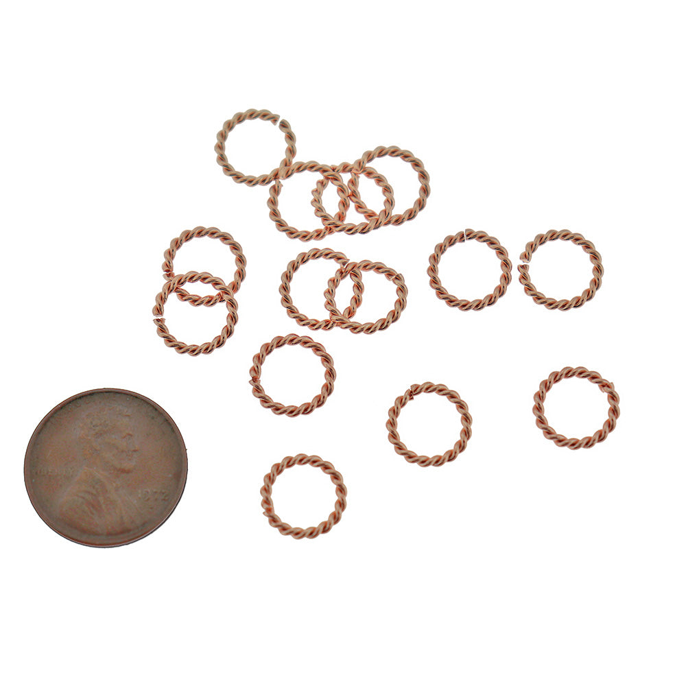 Anneaux de jonction ton or rose 10 mm x 1,5 mm - Calibre 15 ouvert - 10 anneaux - SS075