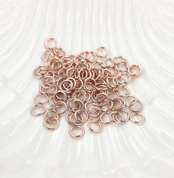 Anneaux de jonction couleur or rose 6 mm x 0,8 mm - Calibre 20 ouvert - 300 anneaux - J112