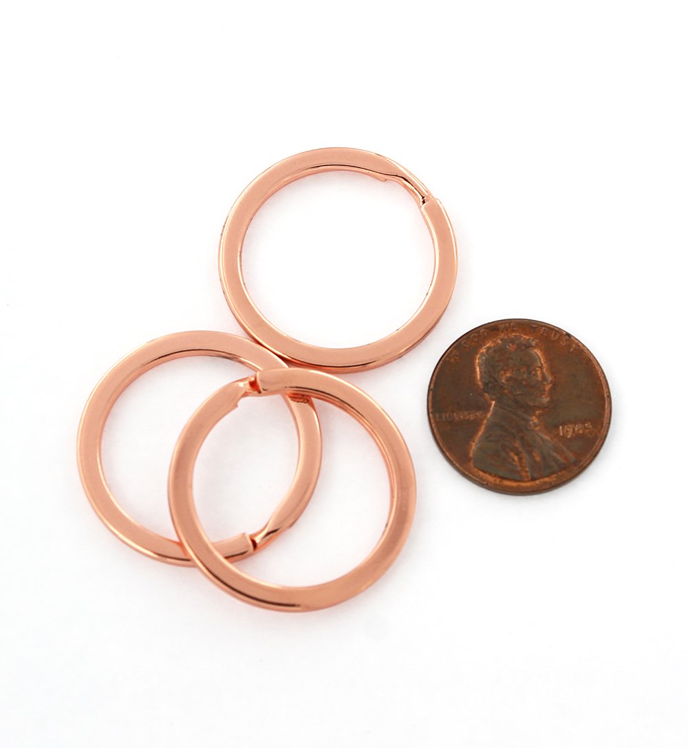 Rose Gold Tone Key Rings - 25mm - 10 Pieces - Z682