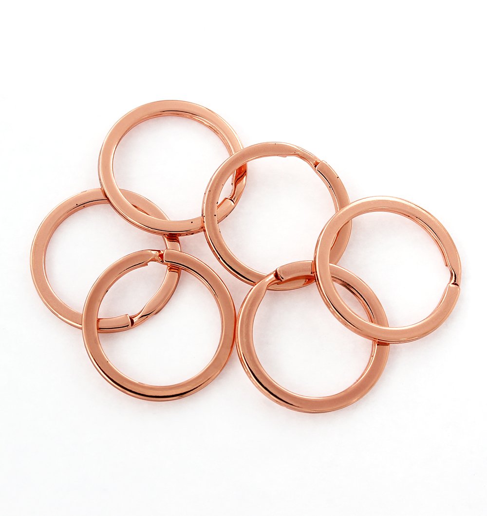 Rose Gold Tone Key Rings - 25mm - 10 Pieces - Z682