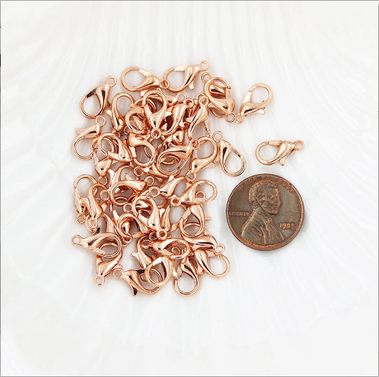 Fermoirs homard ton or rose 12mm x 7mm - 10 fermoirs - FF248