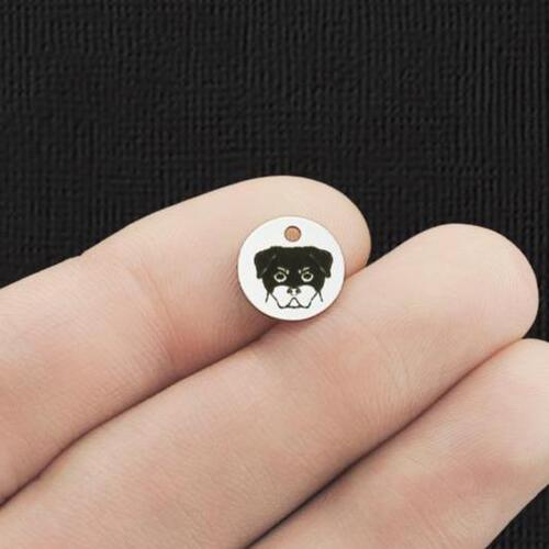 Rottie Stainless Steel 10mm Round Charms - BFS005-6043