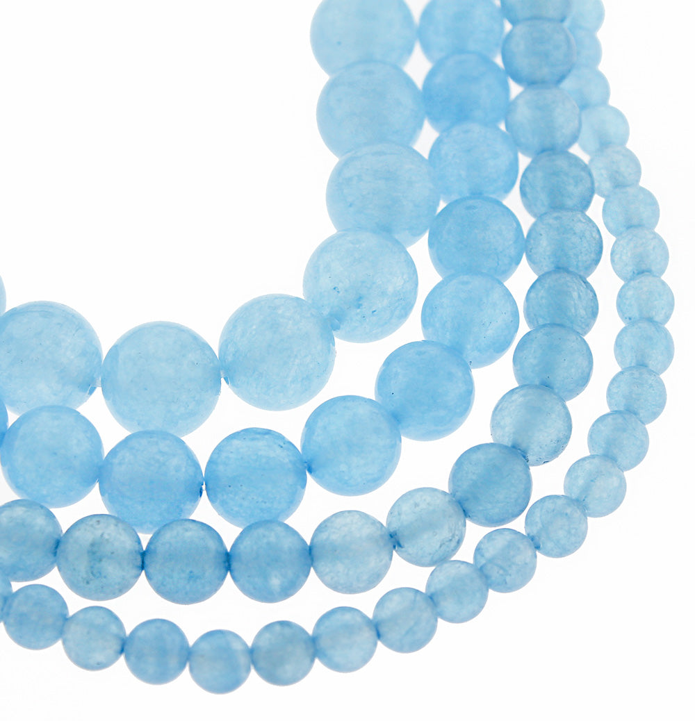 Round Aquamarine Beads 6mm -12mm - Choose Your Size - Pale Blue - 1 Full 15" Strand - BD1857