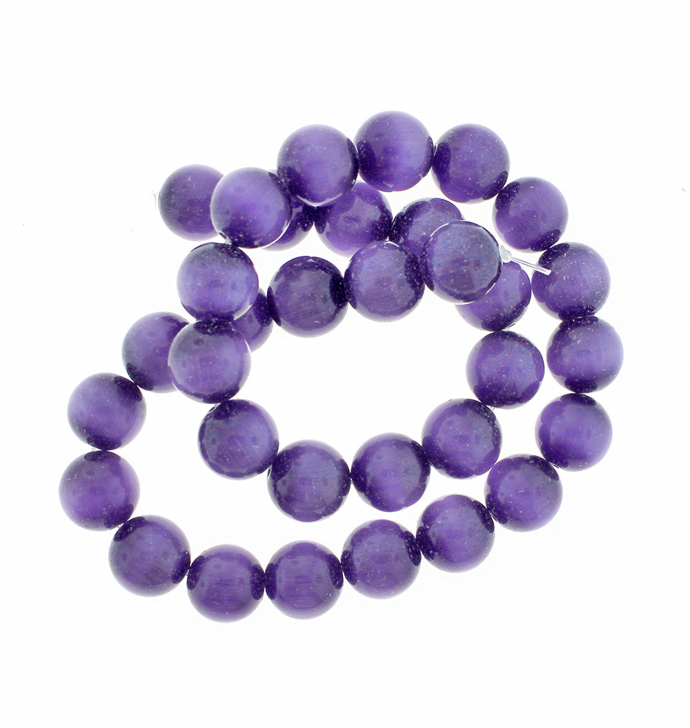 Perles rondes Cats Eye 6mm - 12mm - Choisissez votre taille - Deep Purple - 1 Full 15" Strand - BD1864