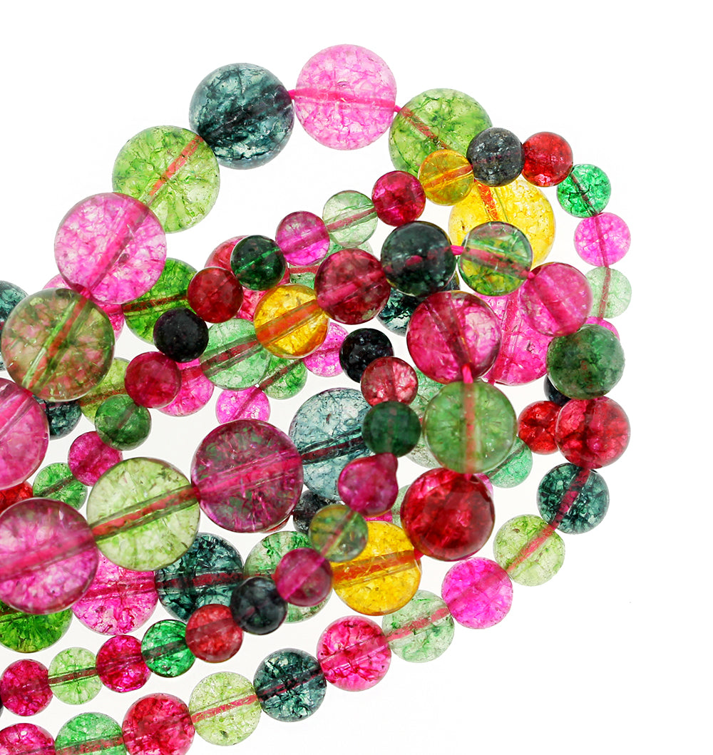 Perles de cristal rondes 6mm - 12mm - Choisissez votre taille - Couleurs assorties de bonbons - 1 brin complet de 15" - BD1841