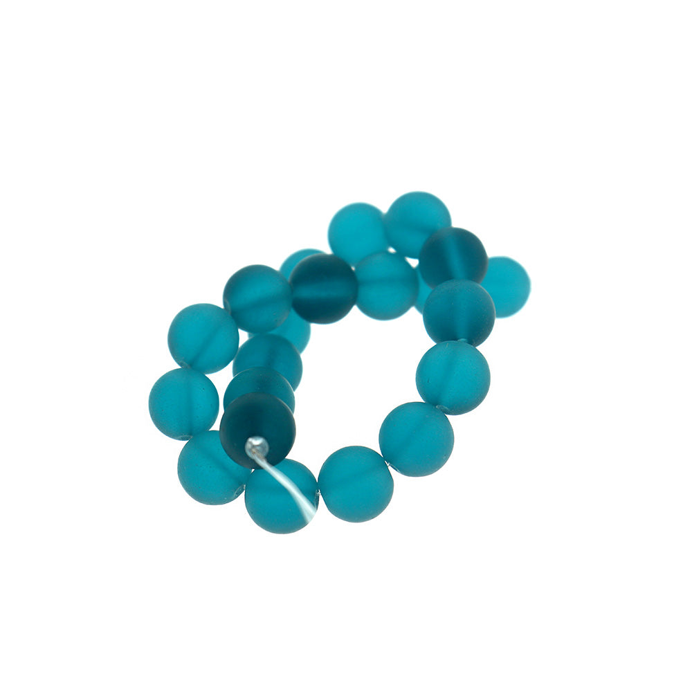 Round Cultured Sea Glass Beads 10mm - Frosted - 1 Strand 19 Beads - Choose Your Color!