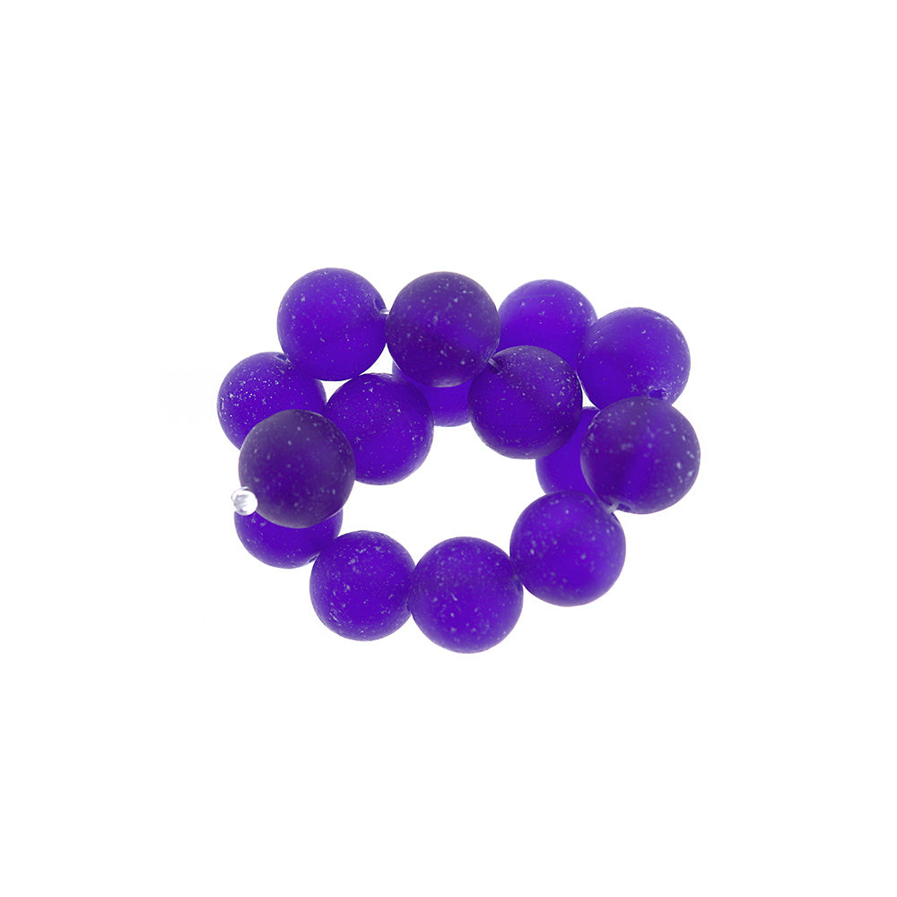 Round Cultured Sea Glass Beads 14mm - Frosted - 1 Strand 15 Beads - Choose Your Color!