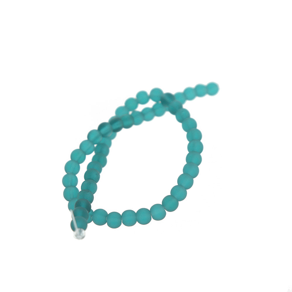 Round Cultured Sea Glass Beads 4mm - Frosted - 1 Strand 48 Beads - Choose Your Color!