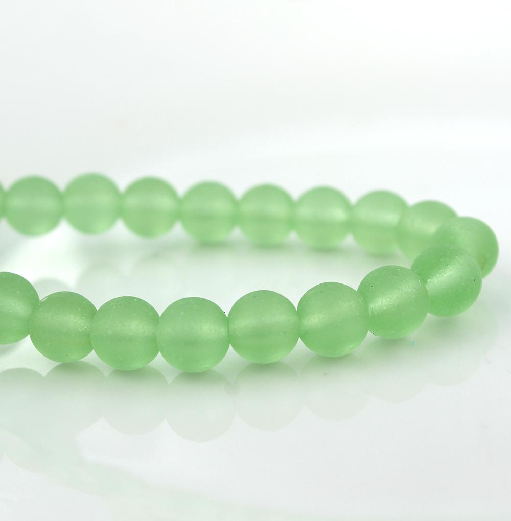 Round Cultured Sea Glass Beads - 8mm - Frosted - 1 Strand 24 Beads - Choose Your Color!