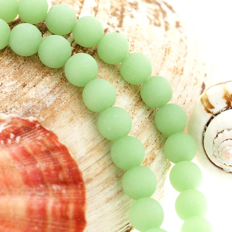 Round Cultured Sea Glass Beads 8mm - Mint Green - 1 Strand 26 Beads - U156