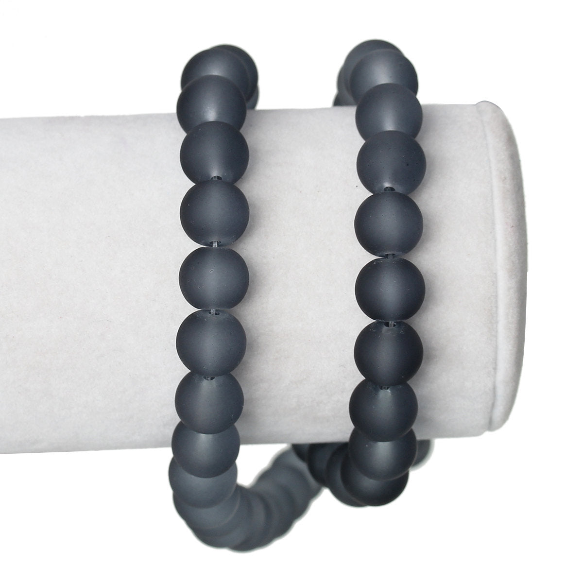 Perles de Verre Rondes 11mm - Noir Givré - 1 Rang 85 Perles - BD674