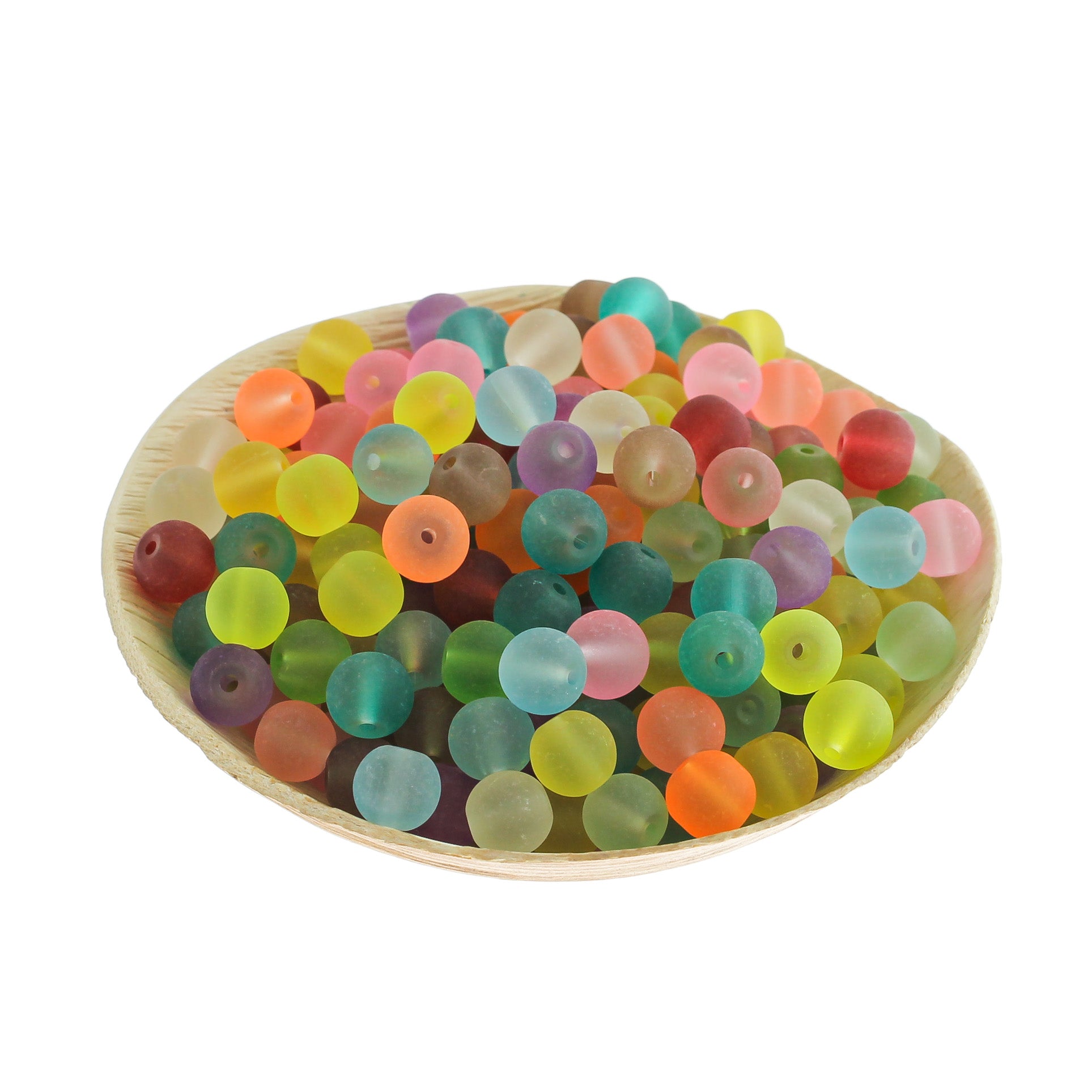Perles de verre rondes 4mm - 10mm - Choisissez votre taille - Arc-en-ciel givré - 100 perles - BD1364